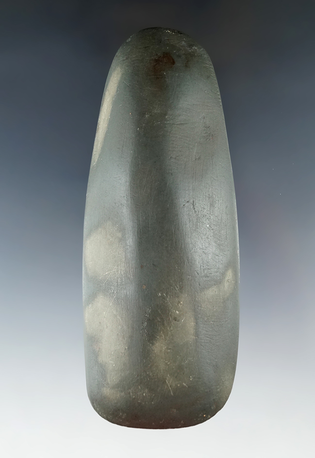Highly polished rare style 4 7/8" Humped Adze found in Milan Township, Erie Co., Ohio. Bennett COA.