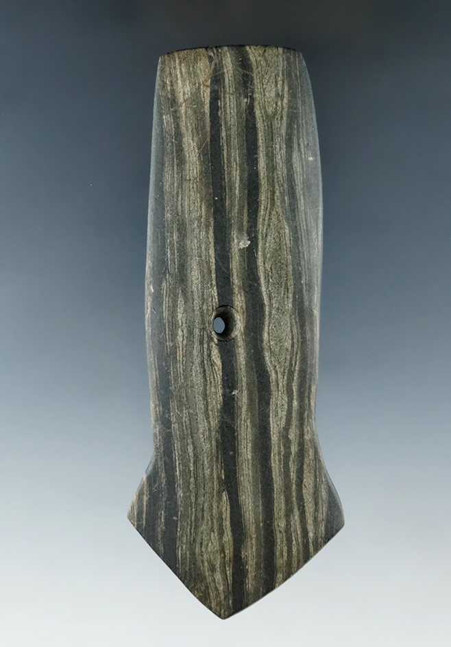 Incredible striping on this 4 1/4" Hopewell Anchor Pendant made from green and black slate.