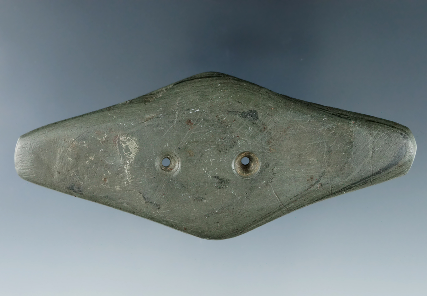 4" Hopewell Expanded Center Gorgetfound in Muskingum Co., Ohio. Ex. Rocky Faletti (#3524/136).