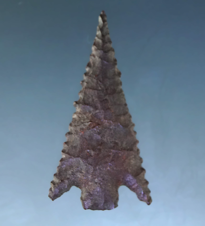 Exceptional flaking and style on this 1 1/8" made from brown Jasper in perfect condition.