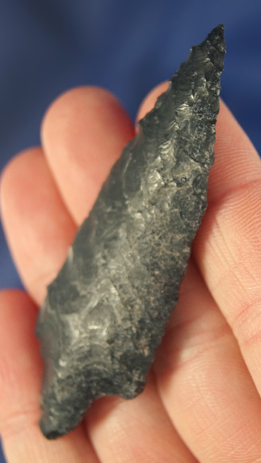 2 5/8" nicely flaked Obsidian Rabbit Island Dart found in Oregon.