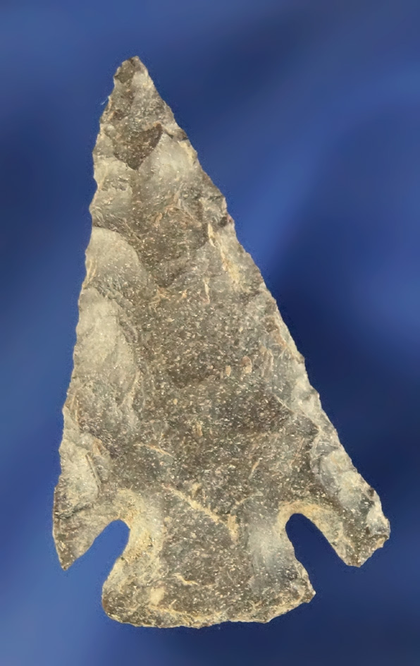 1 3/8" well patinated Cornernotch Arrowhead found in Oregon.