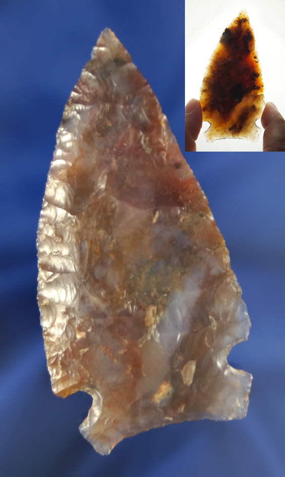 Sale Highlight! Very large and nice 3 7/16" by 1 5/8" Northern Side Notch knife - Agate