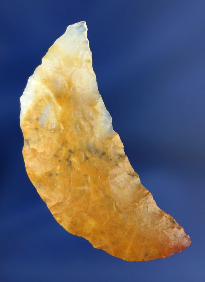 1 5/8" Paleo Crescent with excellent flaking in perfect condition- high-quality material found