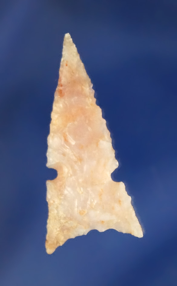 1 3/16" beautiful pink Agate desert sidenotch found in Oregon. Ray Snider collection.