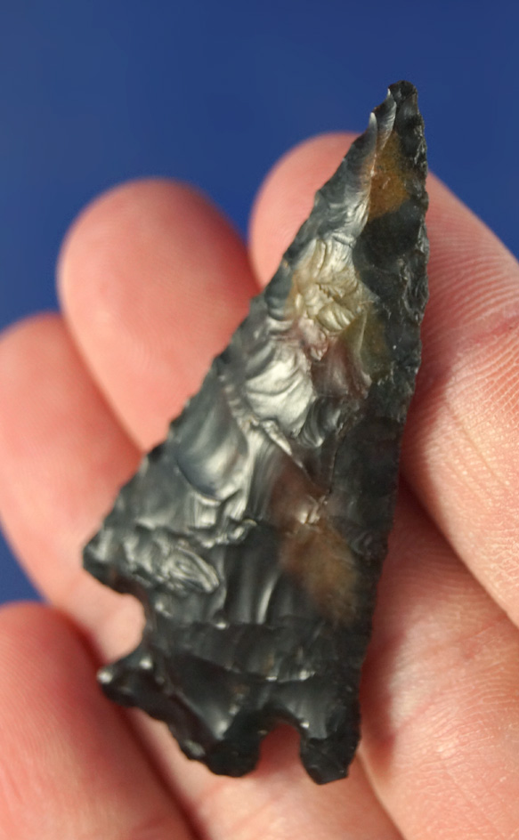 2" black chert Cornernotch found near the Columbia River.