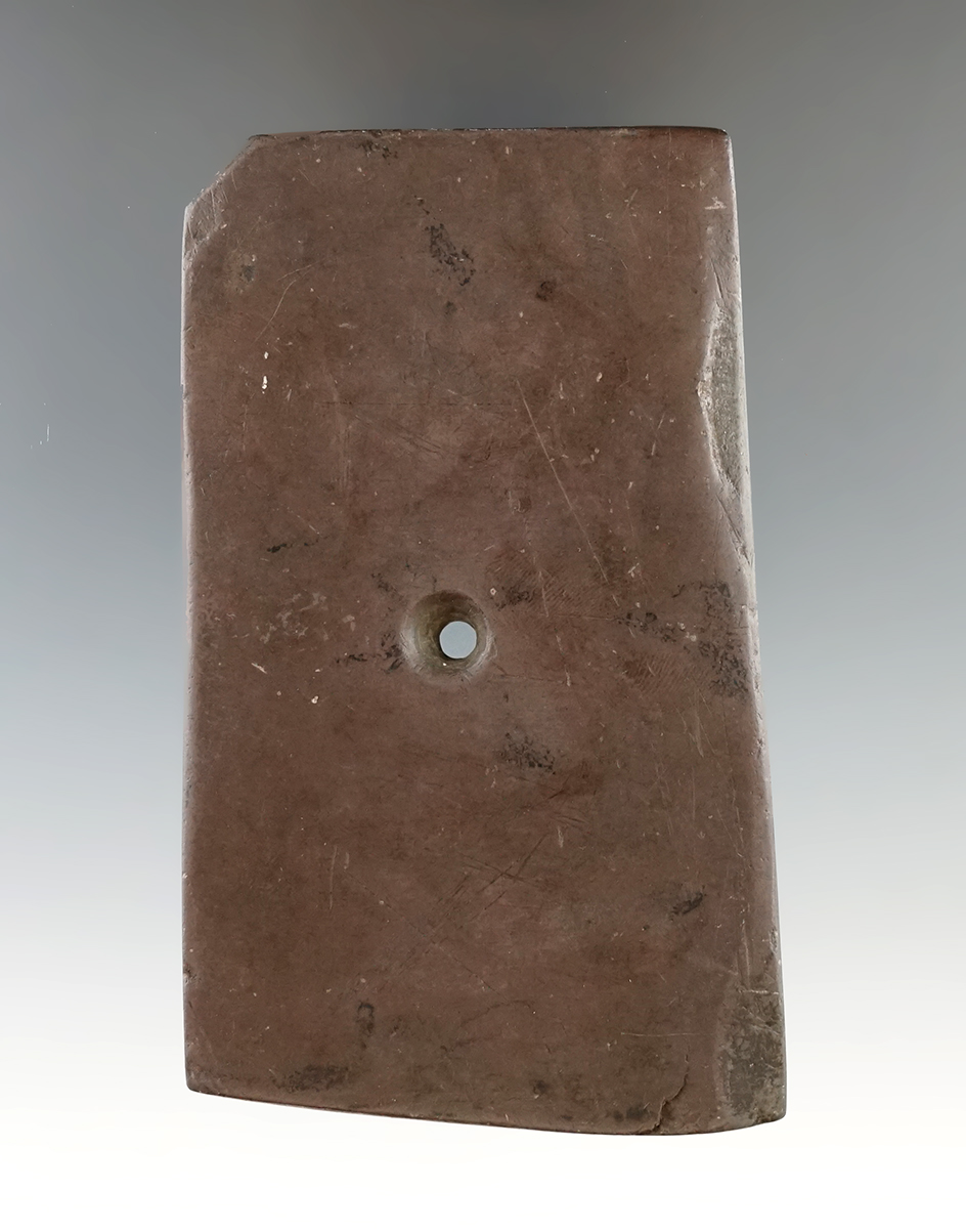 3 15/16" Rectangular Pendant with engravings on both sides found in Williams Co., Ohio.