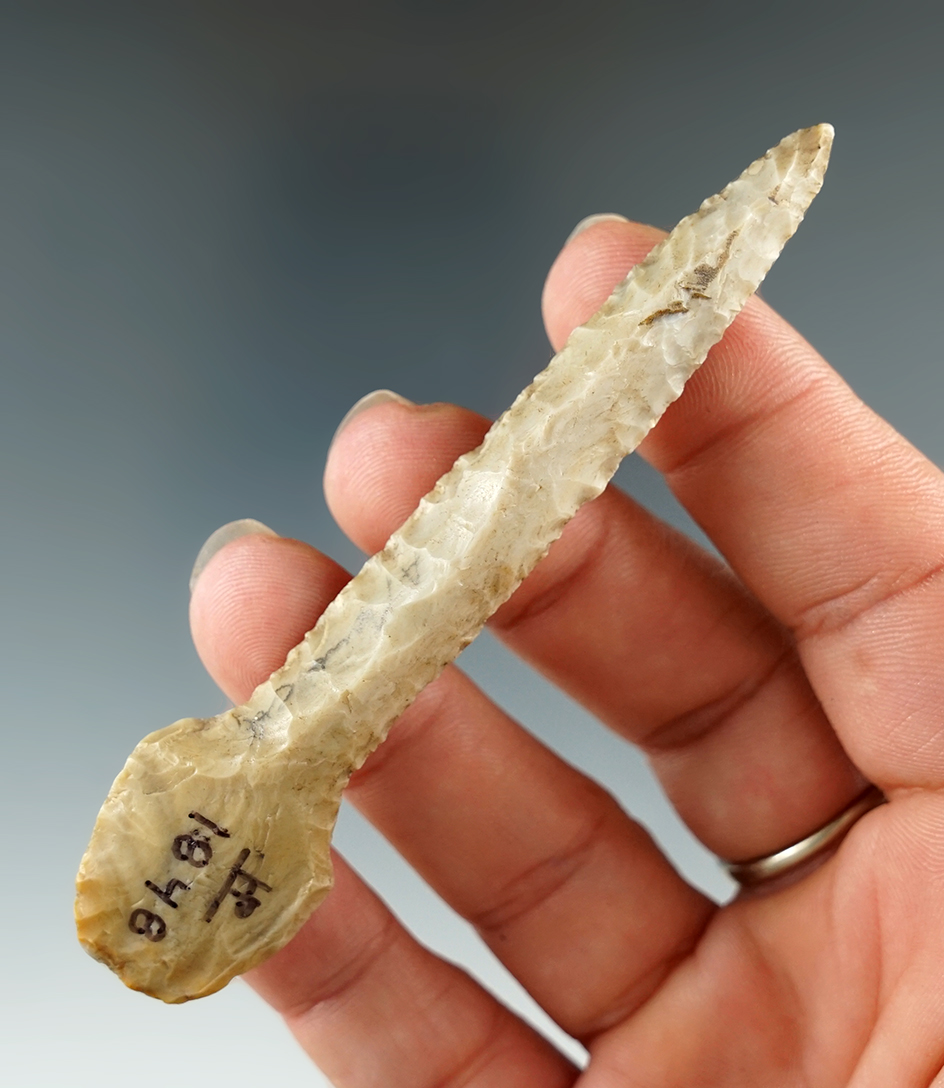 Exceptional! 3 1/2" Paleo Drill found in Athens Co., Ohio. Ex. Richard Coulter.