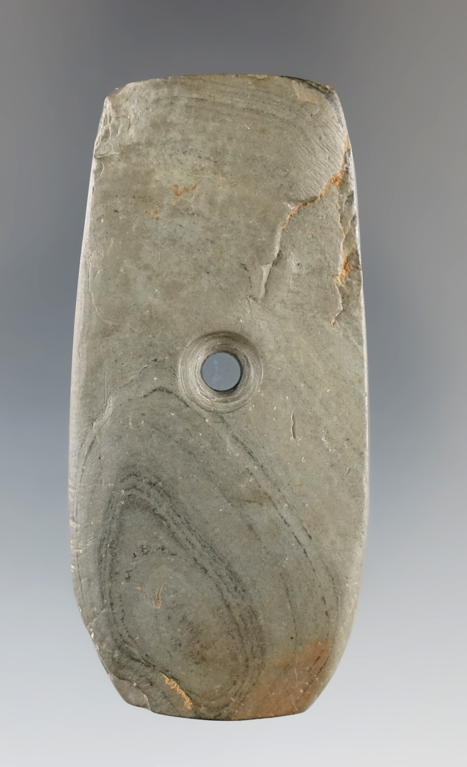 2 11/16" Miniature Pendant made from Banded Slate, found in Ohio.