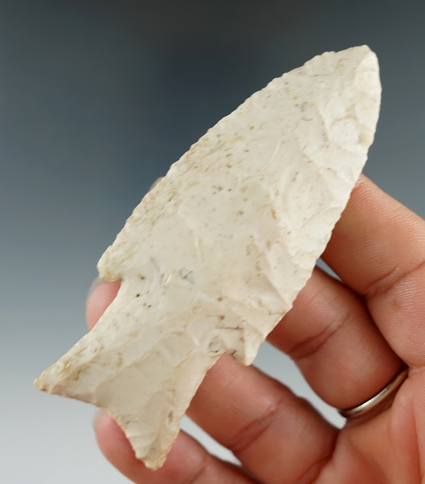 3 5/16" Hardin made from Burlington Chert, found in Quincy, Illinois. Rogers COA.