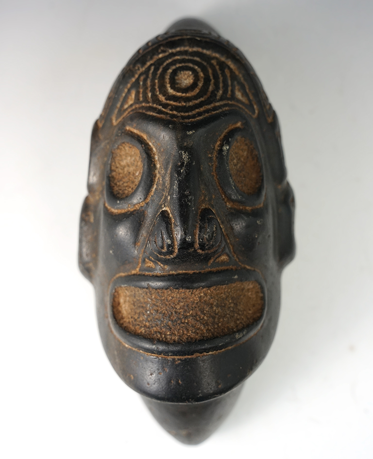 8 3/4" Taino Sculptural "Macorix" or "Zemi" Stone Head, Hispaniola 1200AD - 1500AD. COAs.