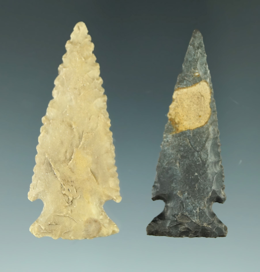 Museum Deaccession! Pair of nicely made Ensor points found in Texas, both around 2 1/16".