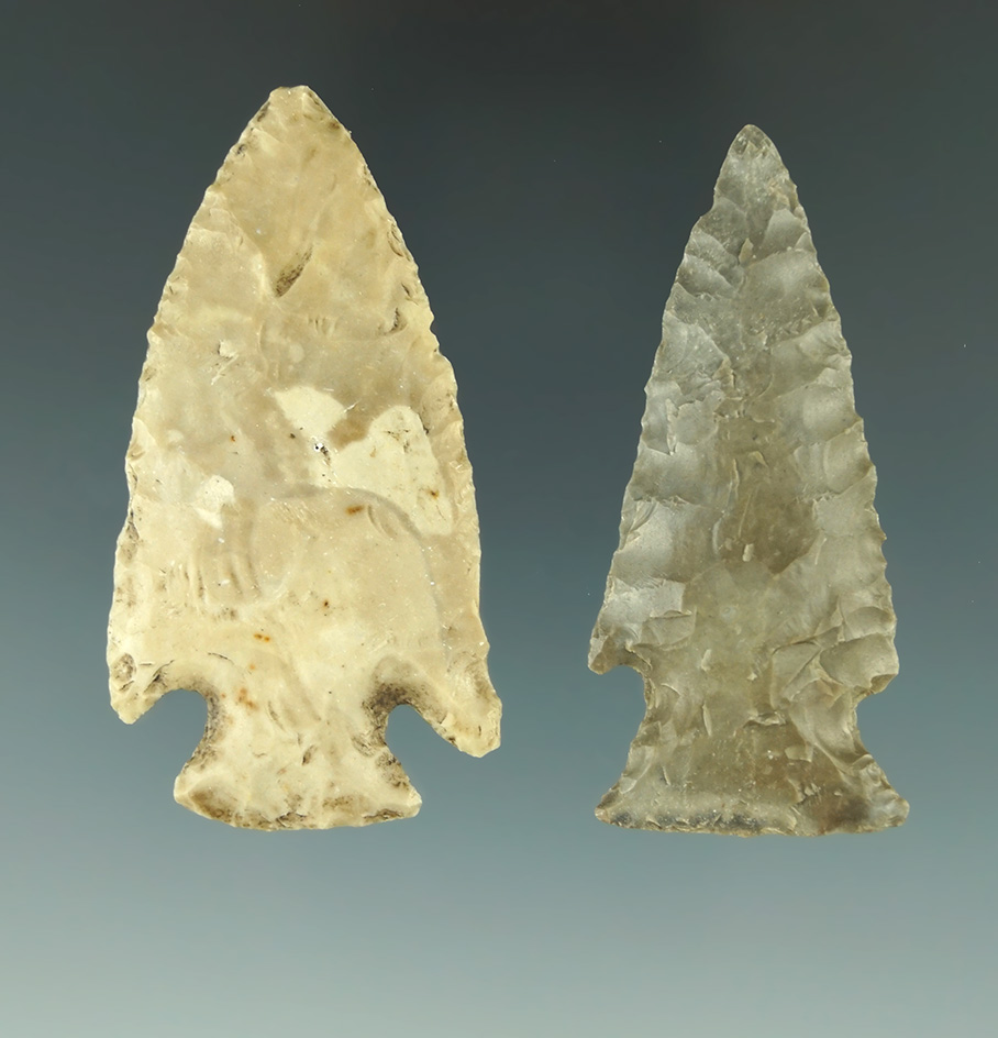 Museum Deaccession! Pair of Williams points found in Texas, both are nicely made.