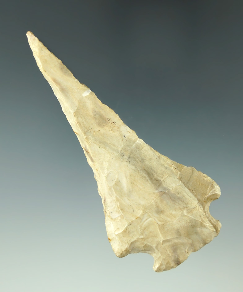 3 3/8" deeply beveled Cornernotch exhausted Knife found in Missouri.