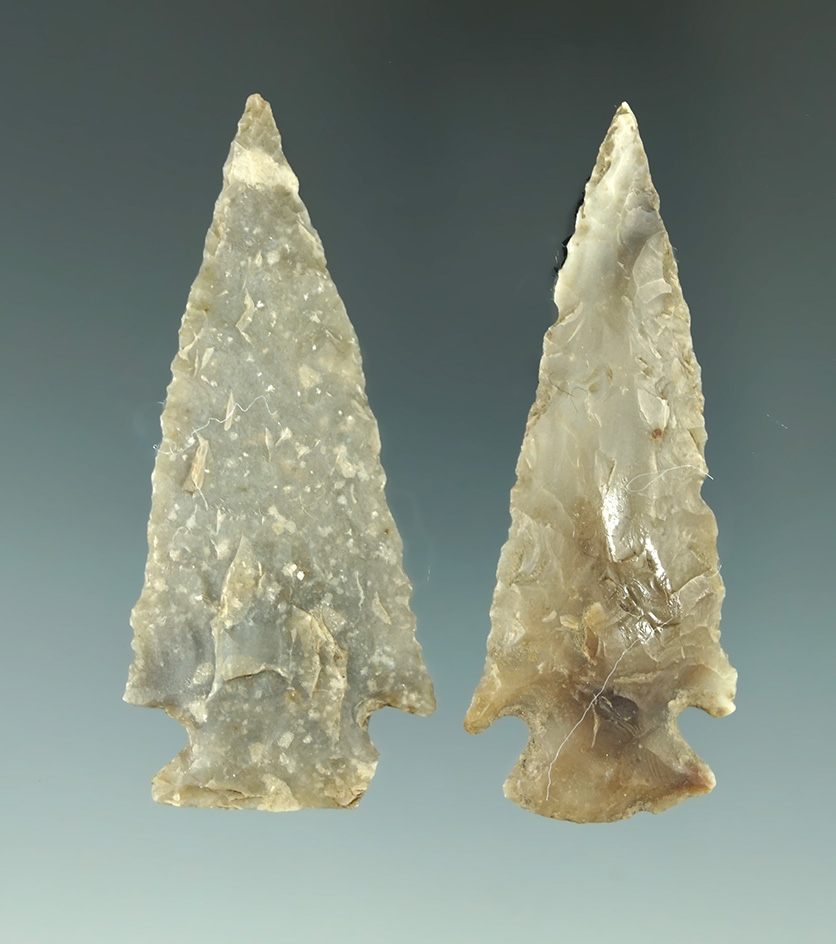 Pair of well styled and nicely made Williams points found in Texas.  Museum Deaccession!