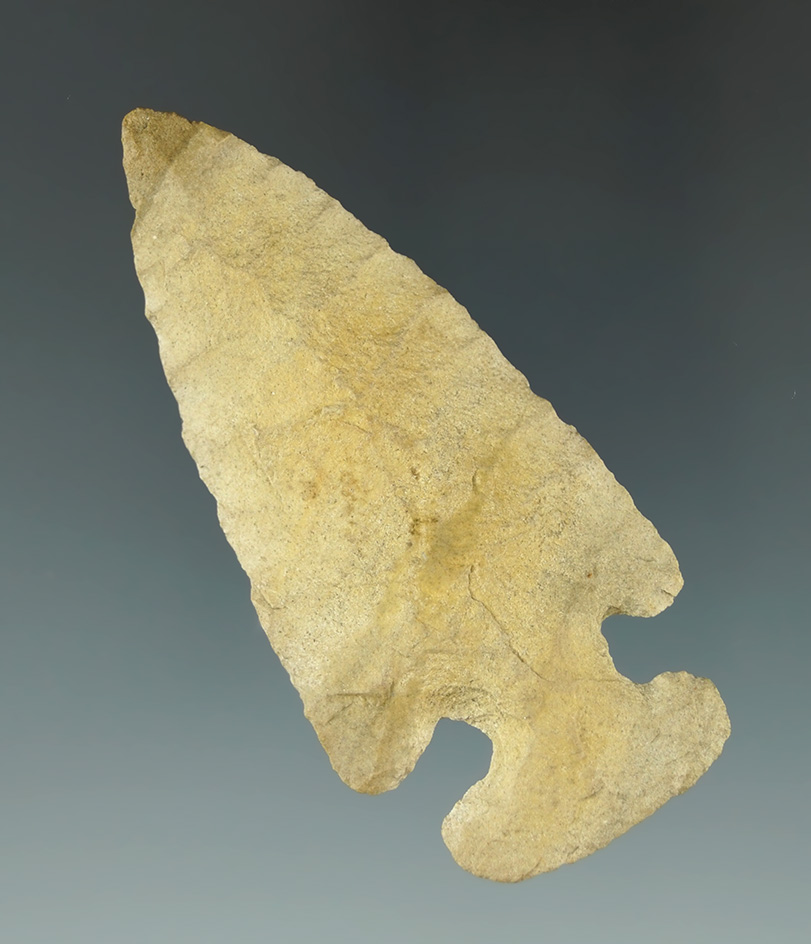 2 3/4" Thebes found in Ross Co., Ohio. Ex. Tim Johnson collection. Comes with a Davis COA.