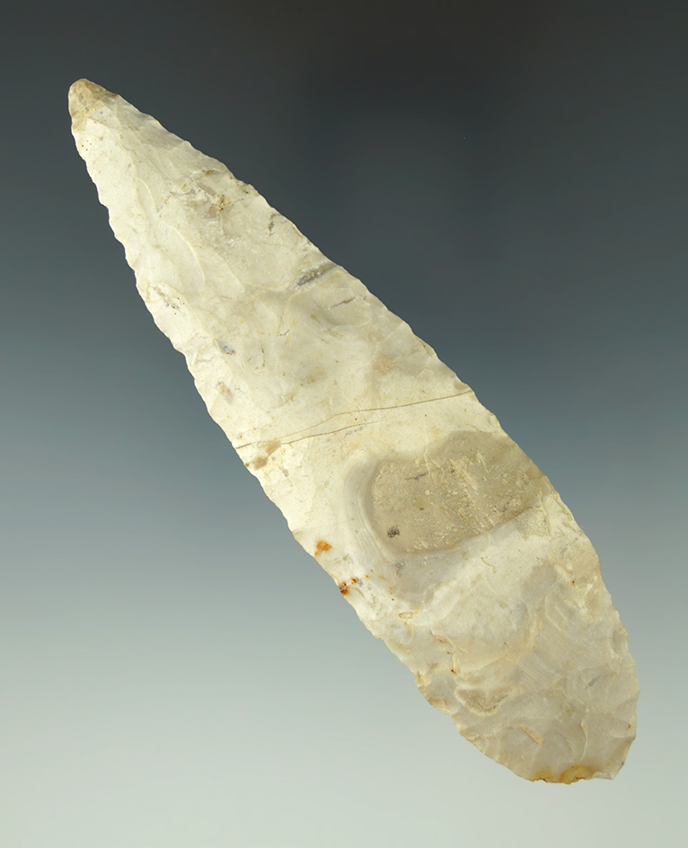 4 13/16" Flint Ridge Flint Knife found in Ohio. There is a healed fracture in the Flint – not broke