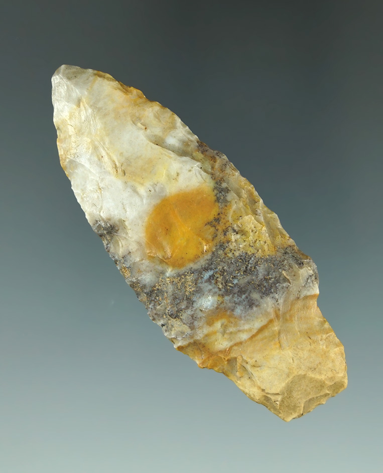 Very colorful 2 7/8" Flint Ridge Flint Adena found in Ohio. Davis and Bennett COAs.