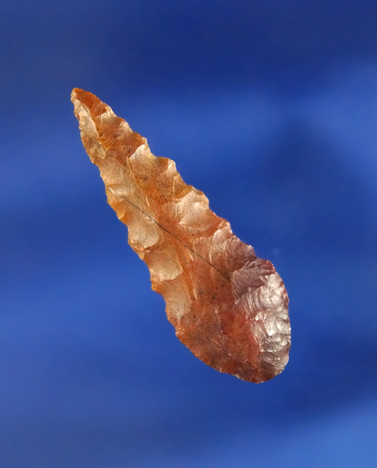 1 9/16" serrated Arrowhead found near the Columbia River made from beautiful multicolored Jasper.