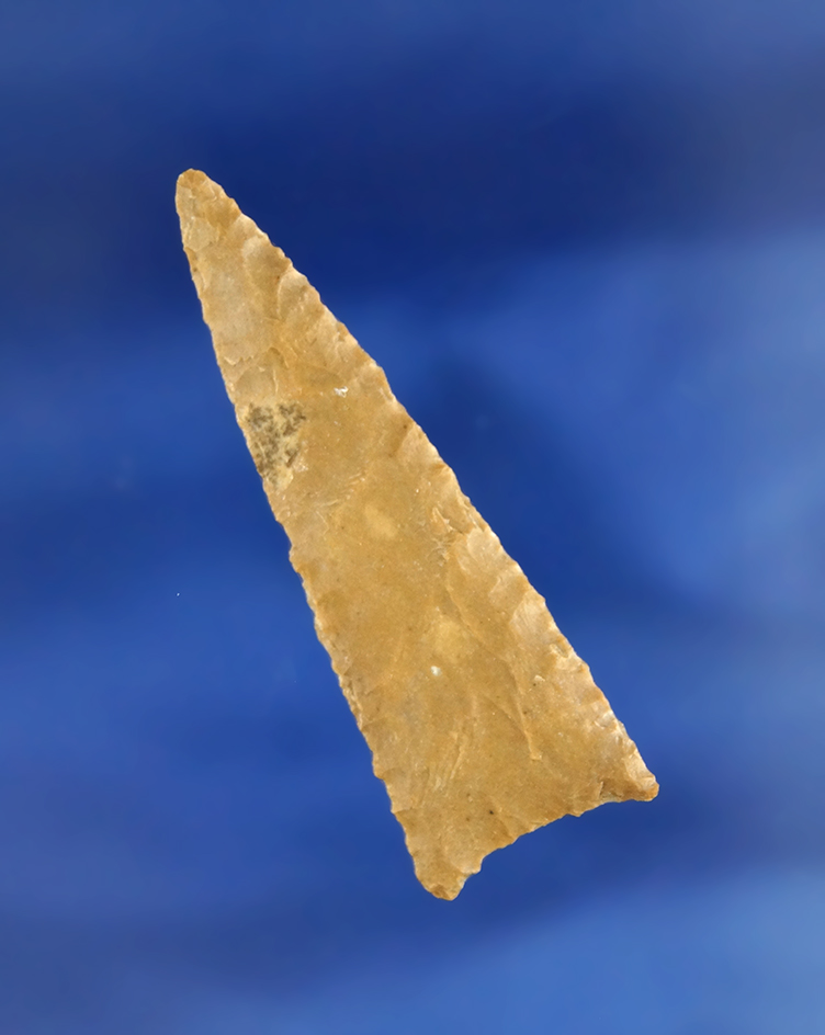 Thin and exceptionally well flaked 2" Triangle point found in the western US.