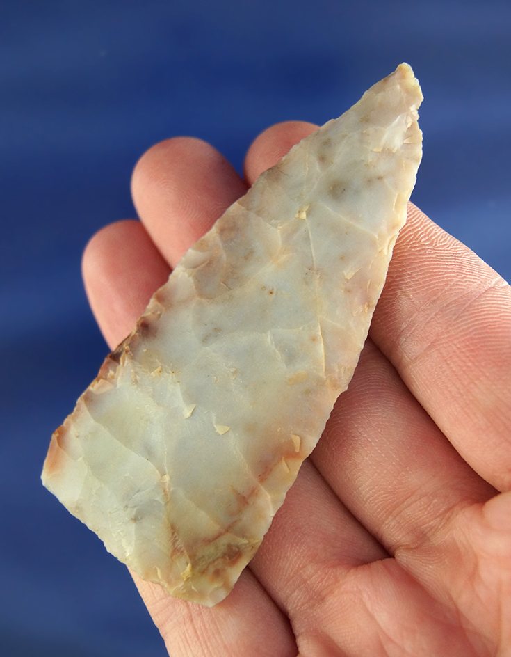 2 15/16" Hopewell Cache Blade -multicolored Flint Ridge Flint - Delaware Co., Ohio.  Bennett COA