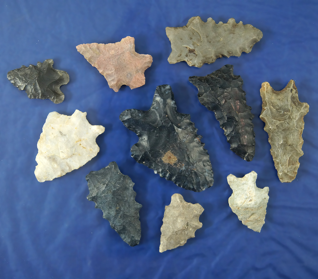 Set of 10 Ohio Bifurcate points, largest is 2".