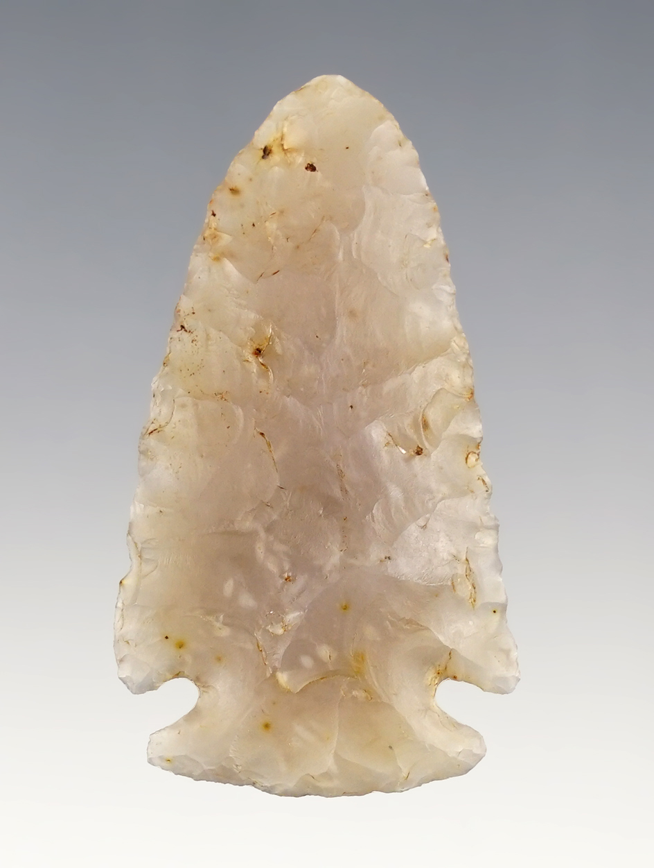 2" Dovetail made from highly translucent Flint Ridge chalcedony - nice mineral deposits -Ohio.