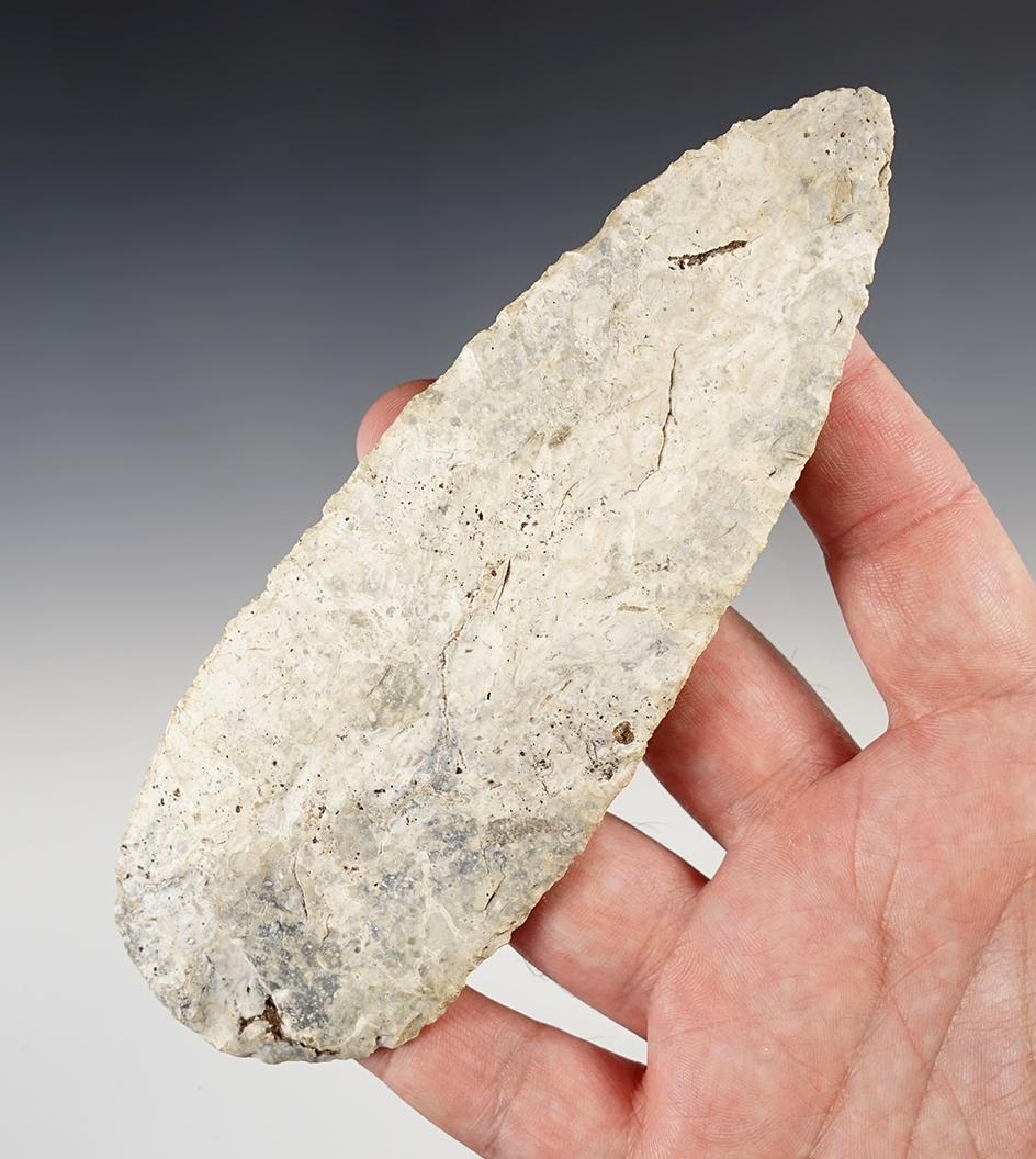 Beautifully patinated 6" Adena Blade found near Richwood, Union Co., Ohio. Excellent flaking.