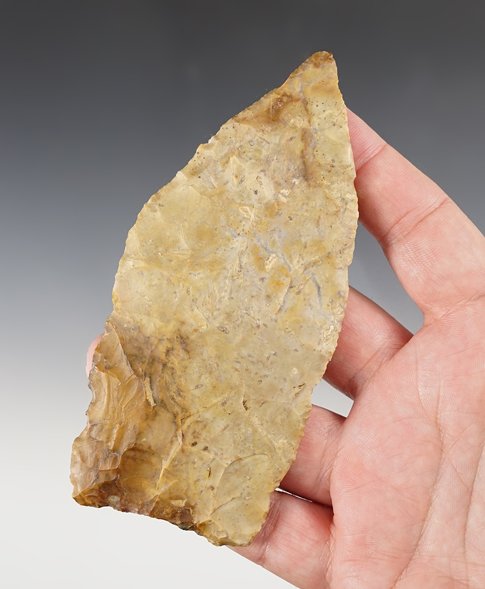 5 3/16" Flint Ridge Flint Archaic Blade - Franklin Co., Ohio. Ex. Earl Townsend #130, Dana Staley.