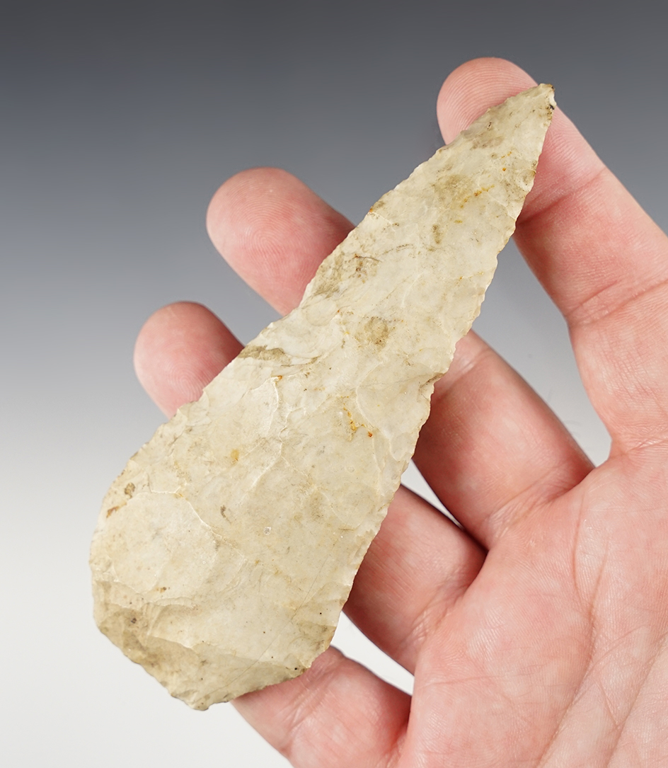 4 11/16" Flint Ridge Flint Vanishing Stem Knife found in Allen Co., Ohio.