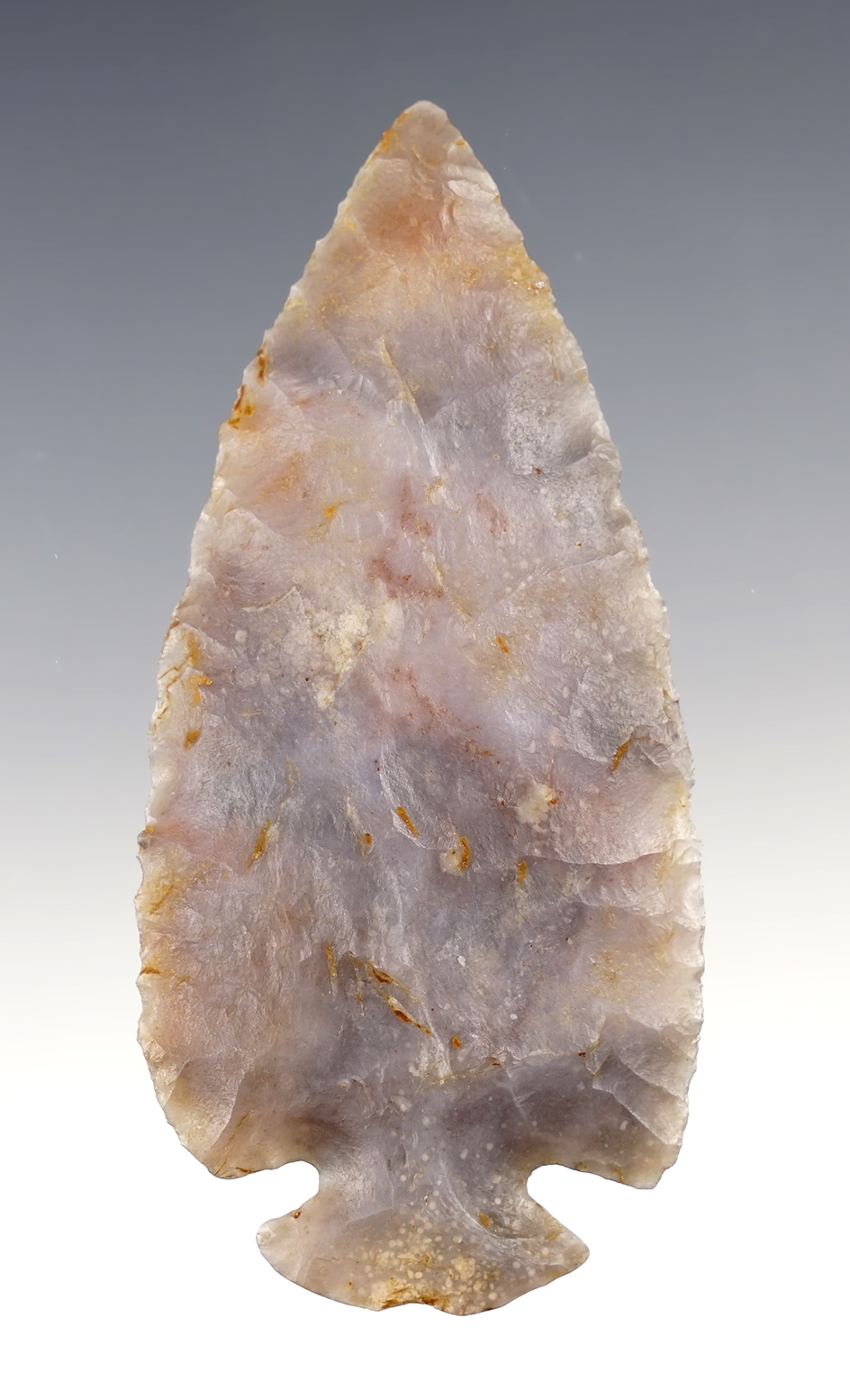 3 1/2" Archaic Dovetail made from semi-translucent Flint Ridge Flint, Fairfield Co., Ohio. 