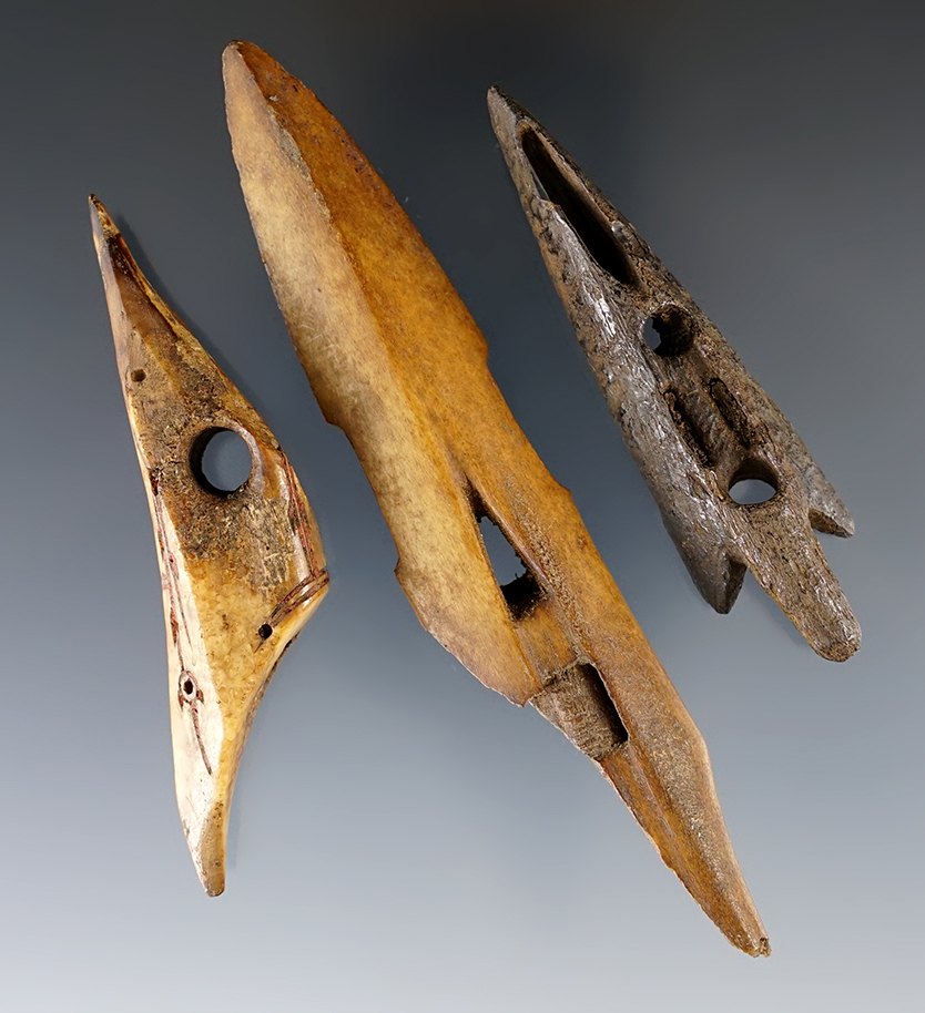 Set of three harpoon tips found in Alaska. Largest is 4 1/4".