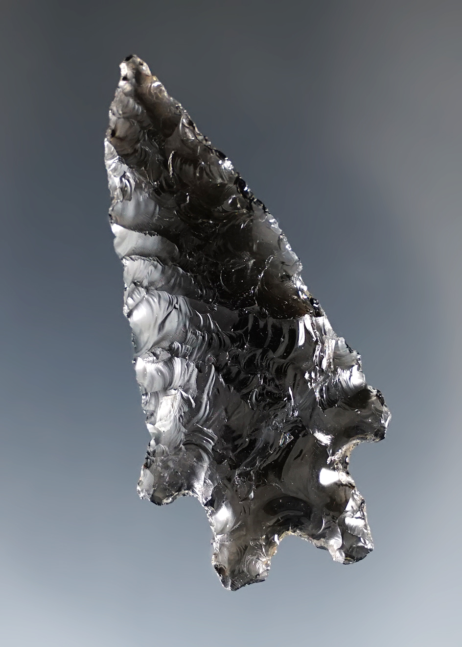 2 116" Elko made from beautifully translucent obsidian found in Warner Valley, Oregon.