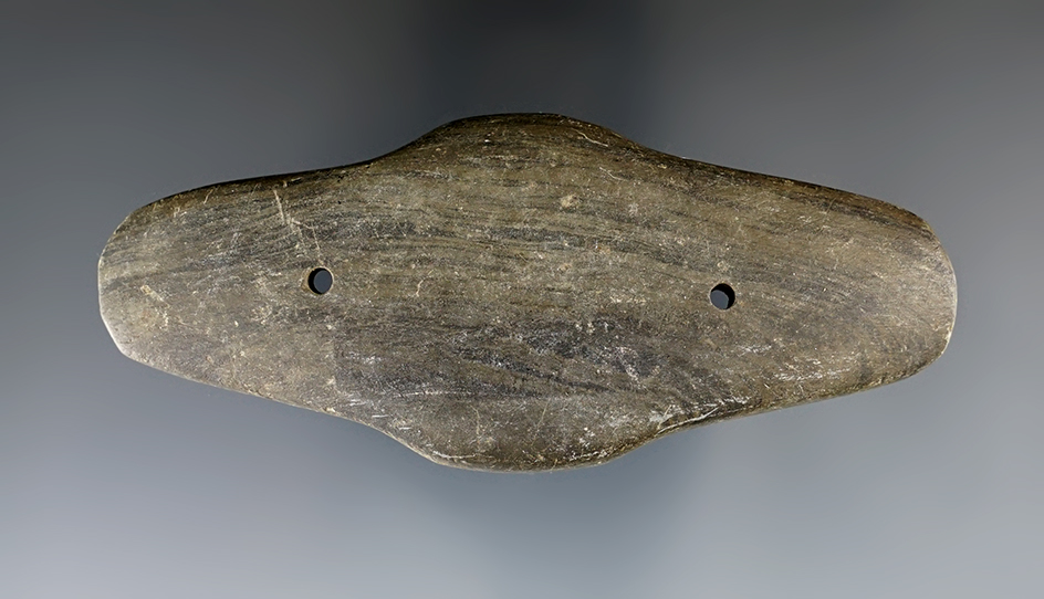 4 1/16" Hopewell Expanded Center Gorget found by Ed Miller in 1937 - Darke Co., Ohio.