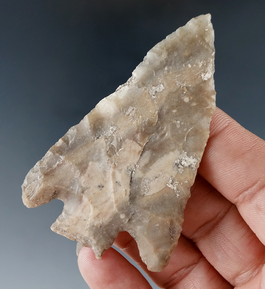 2 13/16" heavily patinated Marshall point found in Texas.