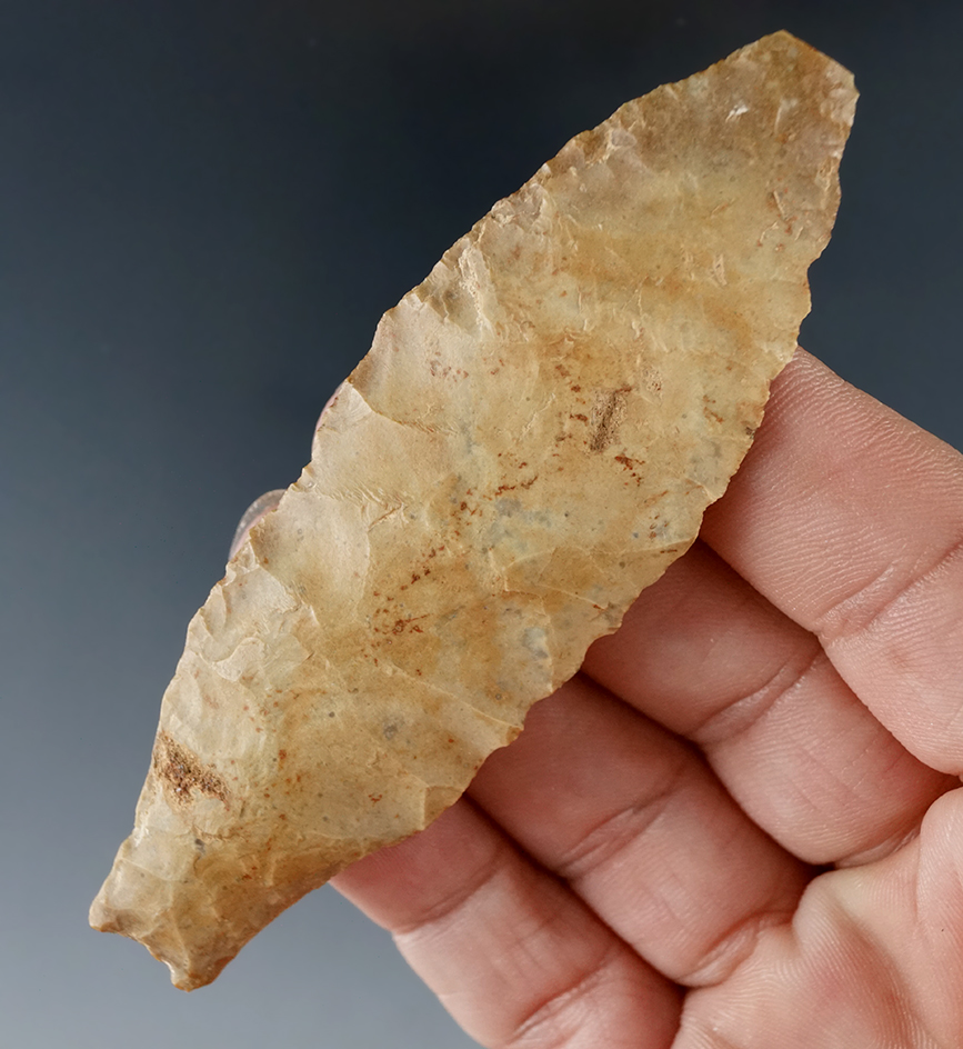 Rare and nice! Paleo Early Stemmed Lanceolate - nicely ground lower edges -Williamson Co., Texas.