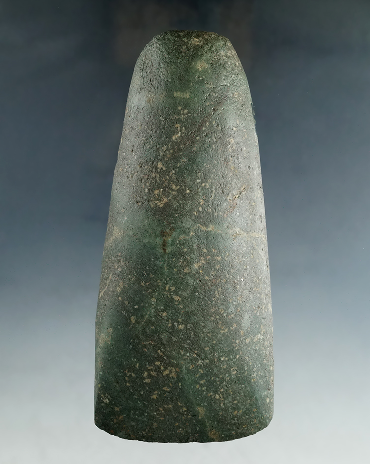 Excellent style and workmanship on this 5" green Hardstone Adze found in Medina Co., Ohio. Ex. Hooks