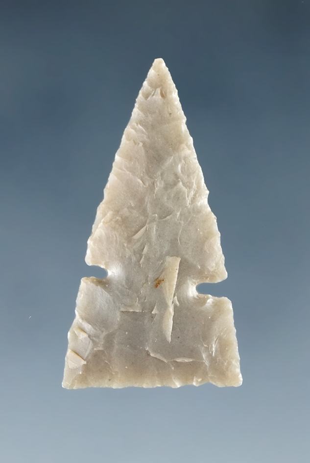 Paper-thin and beautifully flaked! 1 1/16" Sidenotch Triangle found in Texas.