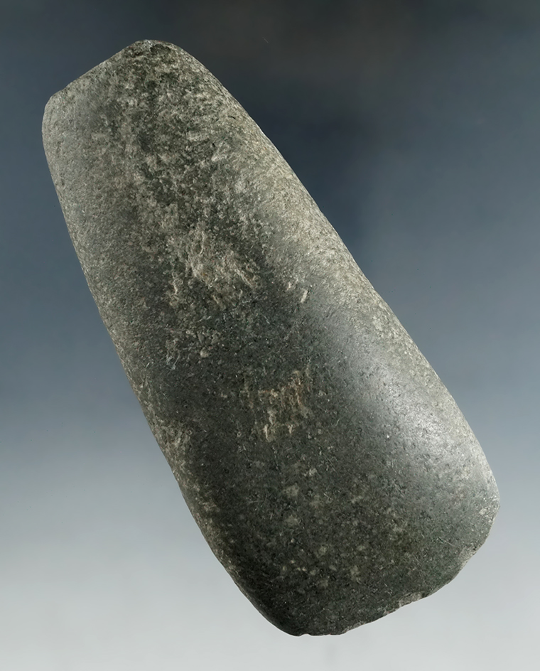 4 3/8" Hardstone Celt with some use damage to bit area found in the Summit Co., Ohio area.