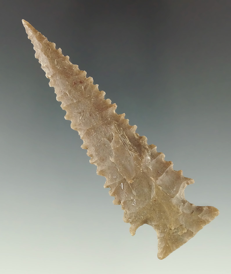 Large 3 1/4" Ensor made from Edwards Chert. Found in McLennan Co., Texas. Partain COA.