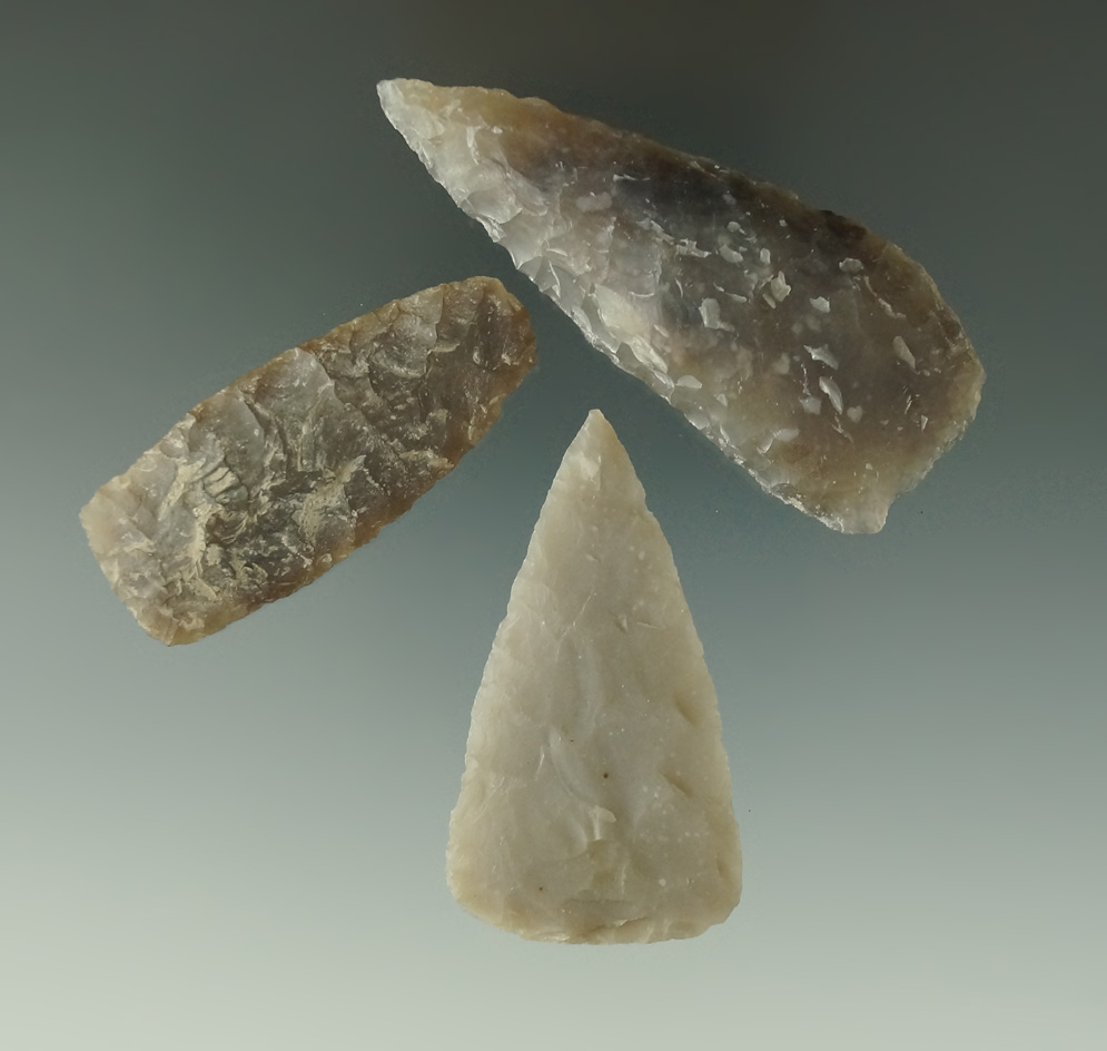 Set of three knives found in the High Plains, largest is 2 13/16".