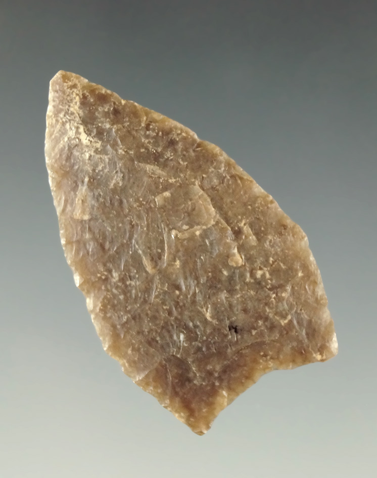 Exceptionally thin and well made 1 7/16" Contracting Stem arrowhead, High Plains region.