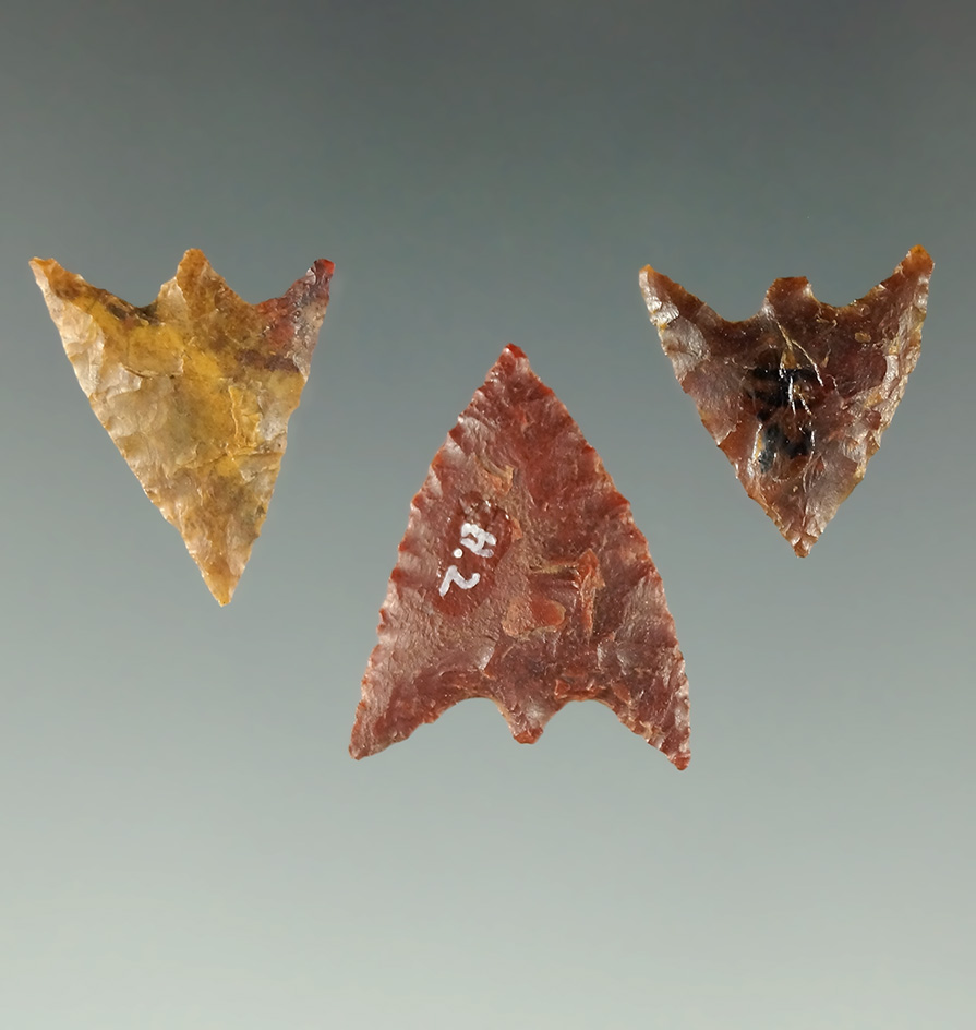 Set of three Gunthers found in Jackson Co., Oregon, largest is 3/4".