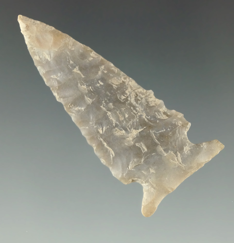 1 3/4" Caracara made from Edwards Plateau Chert found in Texas. Ex. Meyer collection.