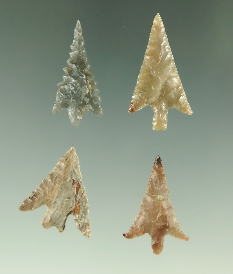 Set of four exceptional Oregon Gempoints in nice condition, largest is 1 1/8".