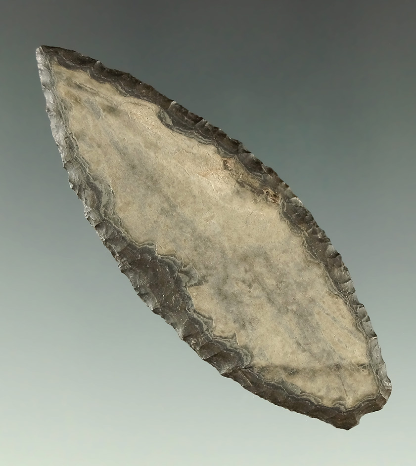 Very thin and uniquely styled 2 1/4" Leaf Point found in the Western U.S.