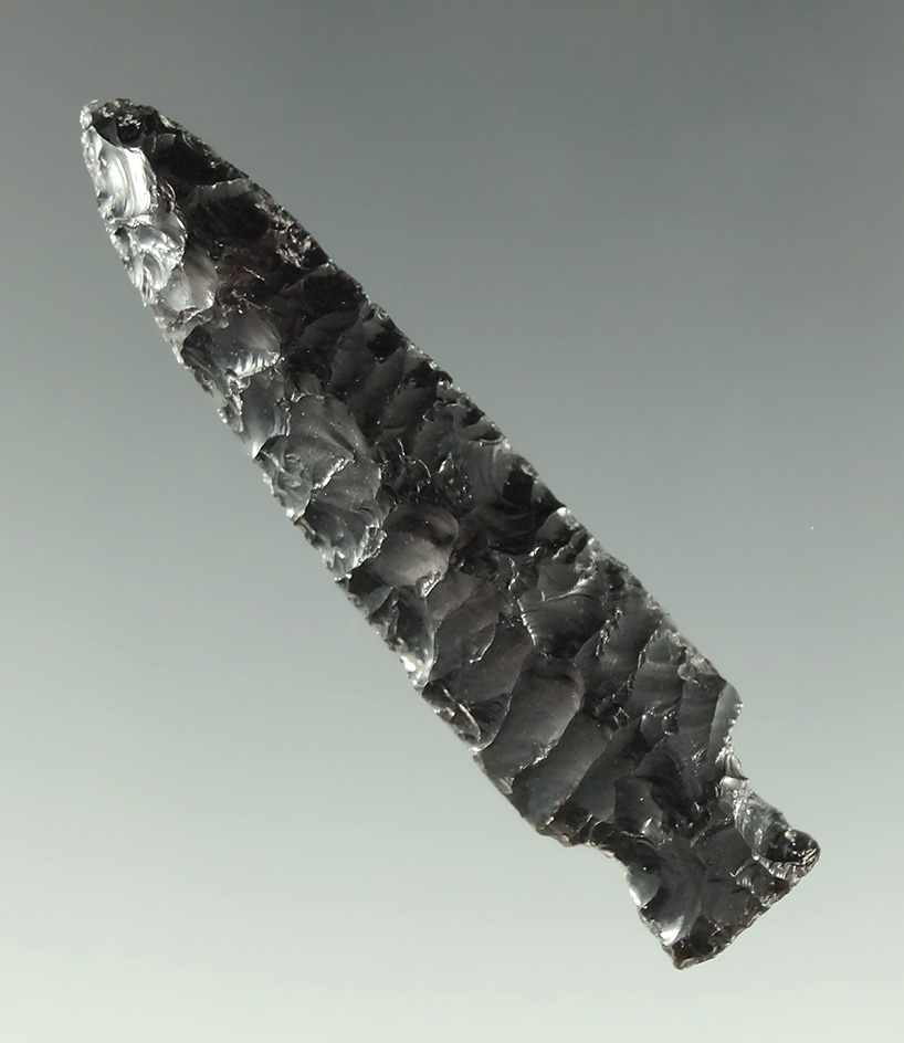 1 7/8" Rose Springs made from beautifully flaked Obsidian, Warner Valley, Oregon.