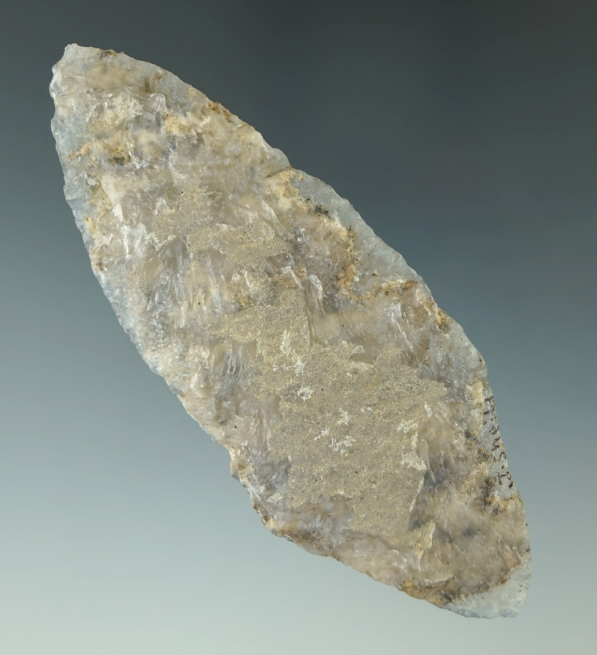 3 9/16" Stemmed Knife made from Sheet Chalcedony found in the High Plains region.