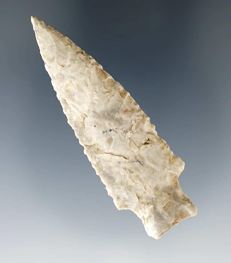 2 1/2" Darl made from light gray chert, found in Coryell Co., Texas. Comes with a Rogers COA.