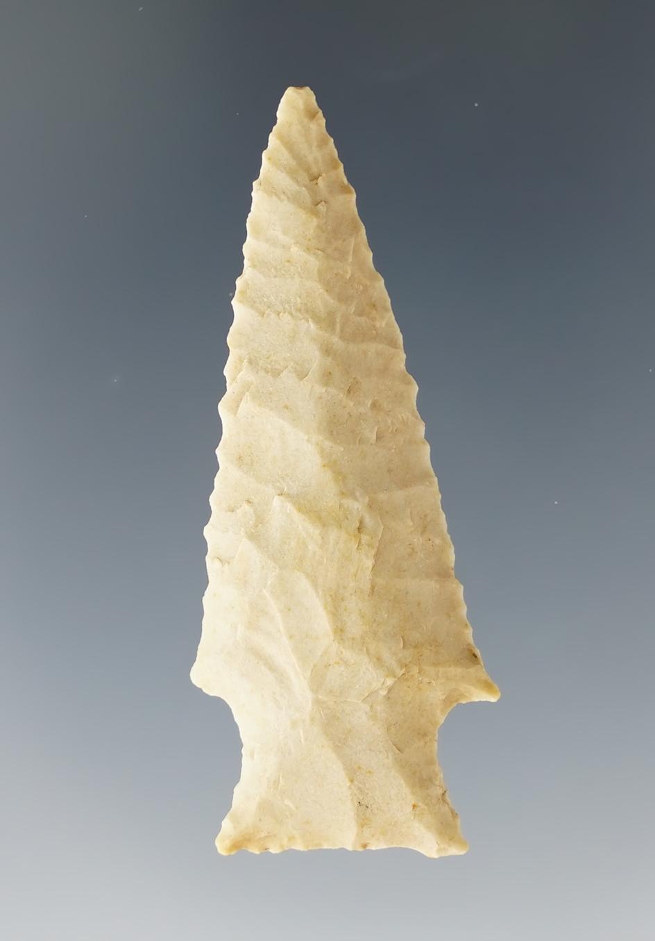 1 13/16" Darl made from cream chert, found in Lee Co., Texas. Comes with a Rogers COA.